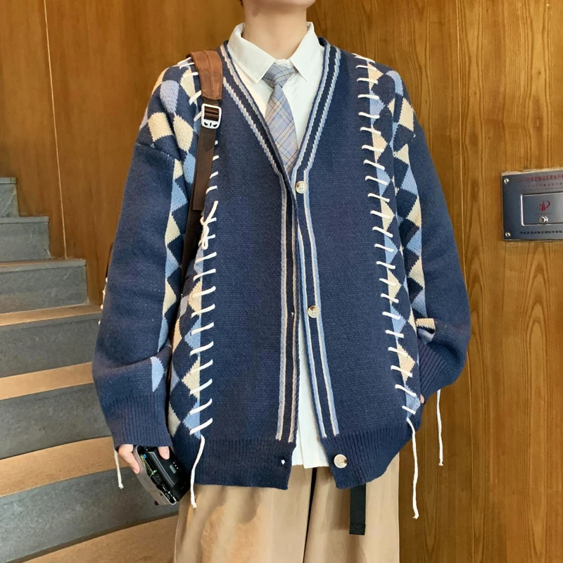 Первоклассный новый бренд мужской вязки, корейский модный кардиган, мужской свитер, повседневные длинные приталенные пальто, японская куртка, мужская одежда X16 1