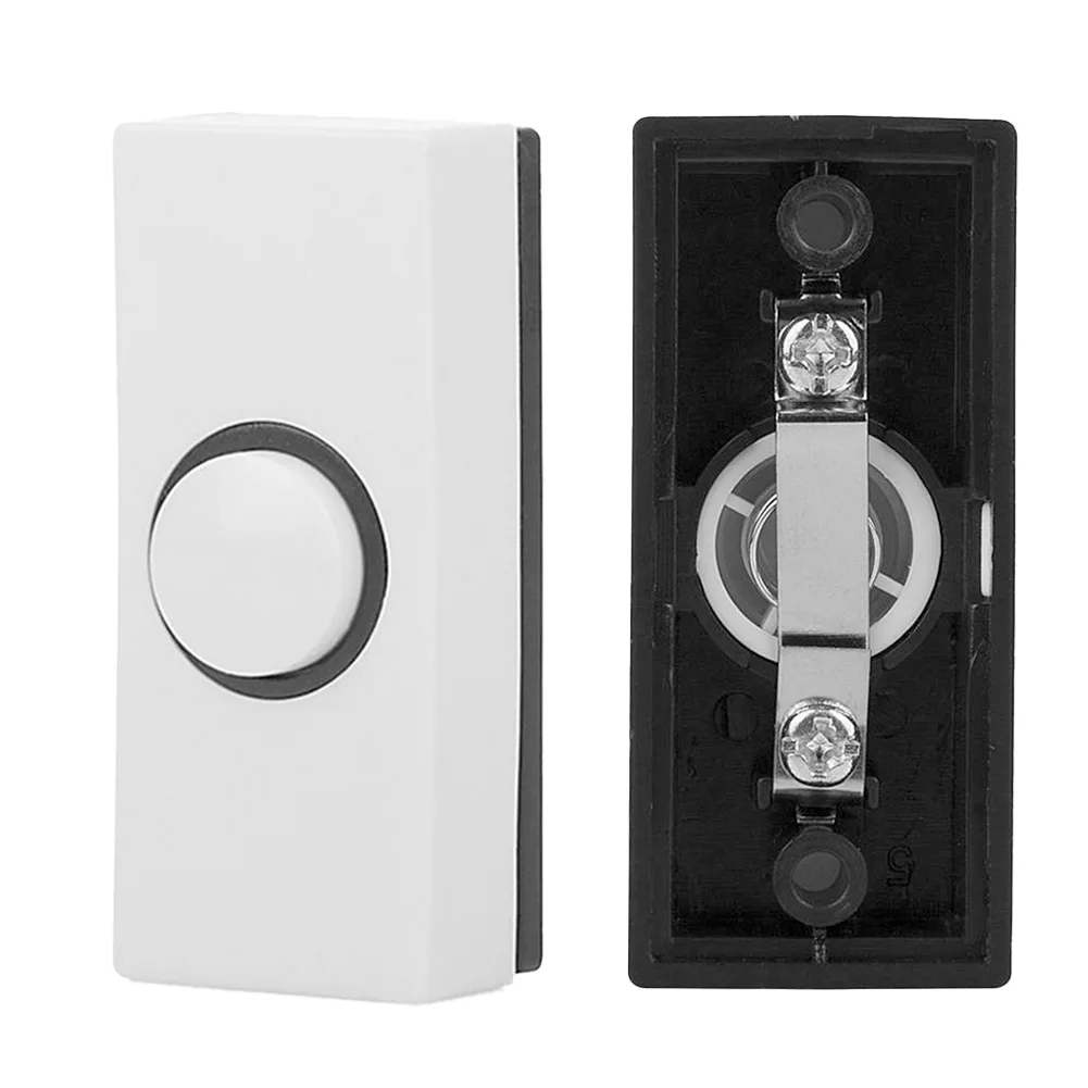 Пластиковый Дверной звонок Кнопка Перезвона Колокольчик Кнопка Нажатия Белые Вставки Настенная Пластиковая Жесткая Проводка для Обустройства дома Офиса 0