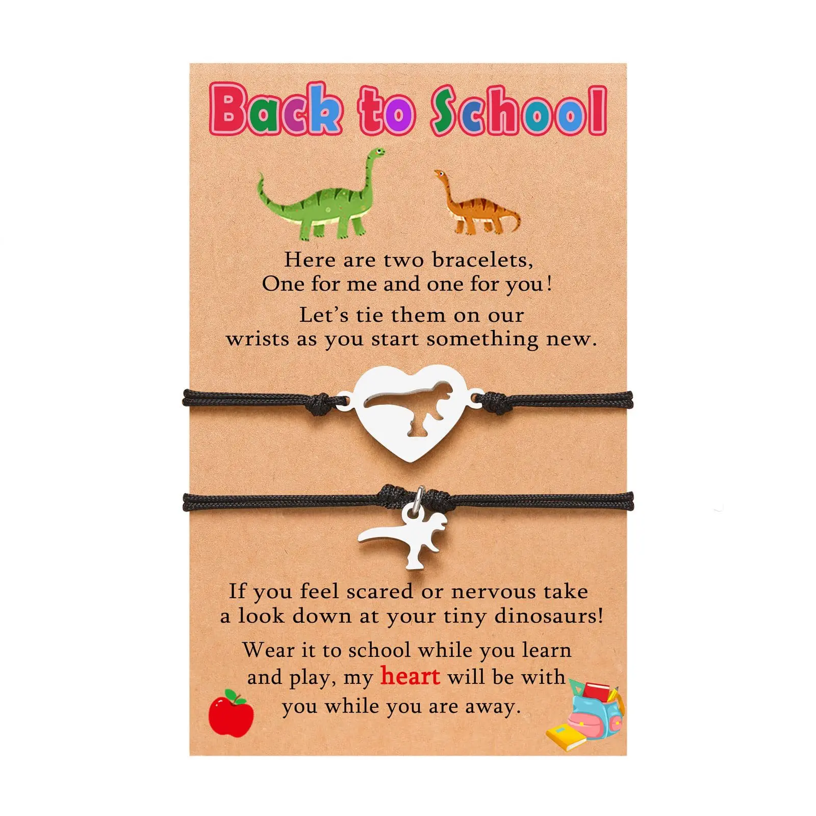 Подарки в школу, браслеты на первый день учебы, набор из 2-х браслетов с динозаврами, соответствующие пожеланиям, браслеты для девочек, украшения для дружбы 0
