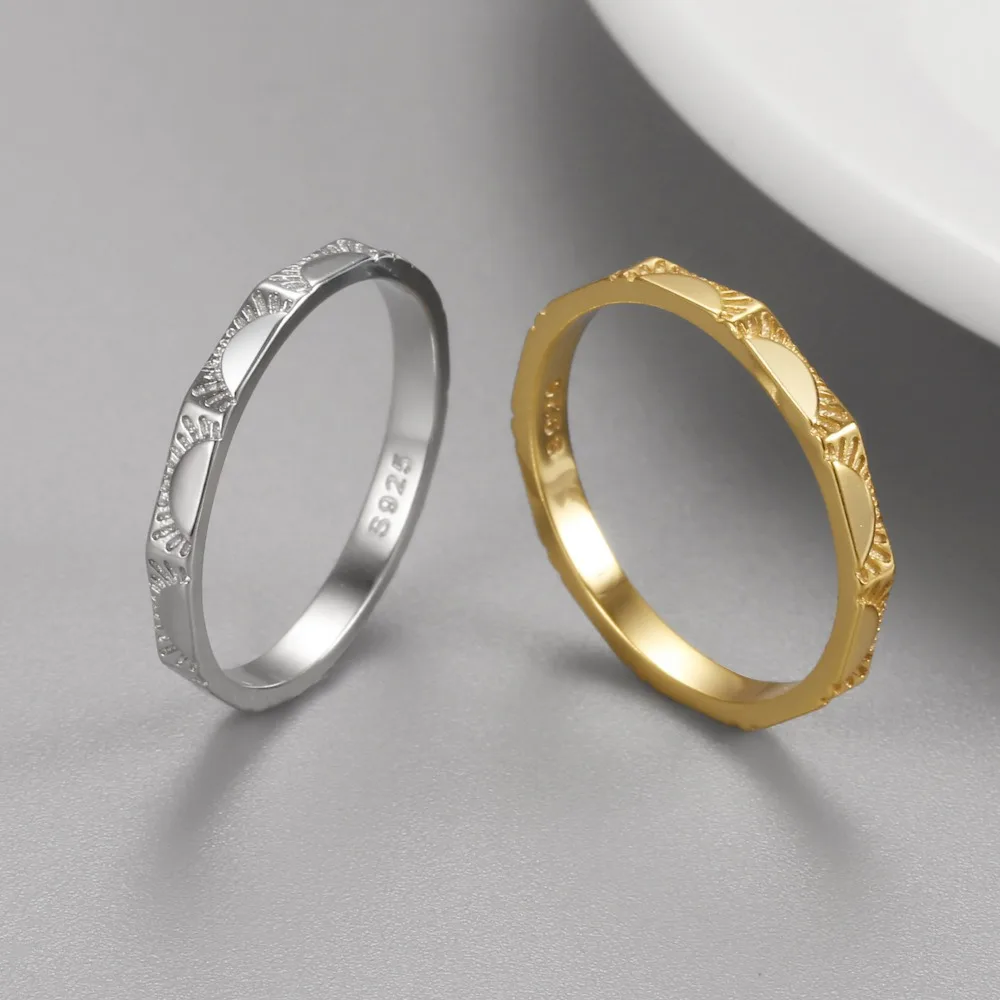 Подлинное изящное кольцо с печаткой Sun, кольца из стерлингового серебра 925 пробы, для женщин, 18-каратное позолоченное наращиваемое кольцо, обручальные ослепительные кольца 3