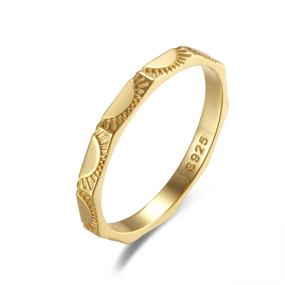 Подлинное изящное кольцо с печаткой Sun, кольца из стерлингового серебра 925 пробы, для женщин, 18-каратное позолоченное наращиваемое кольцо, обручальные ослепительные кольца 5
