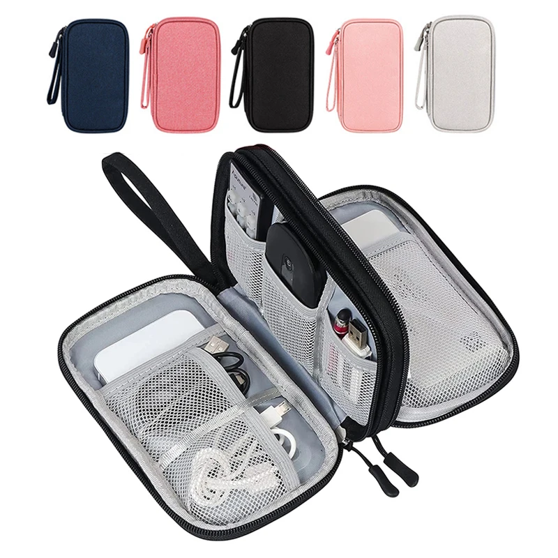 Портативная сумка для хранения Power Bank, чехол для цифрового кабеля, наушники, чехол для телефона из водонепроницаемой ткани Оксфорд, чехол для путешествий 1