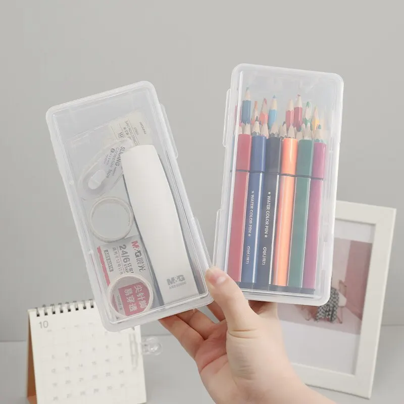 Прозрачный футляр для канцелярских принадлежностей Большой емкости, Хранение карандашей, Хранение цветных карандашей, Детская сумка для рисования карандашами 4