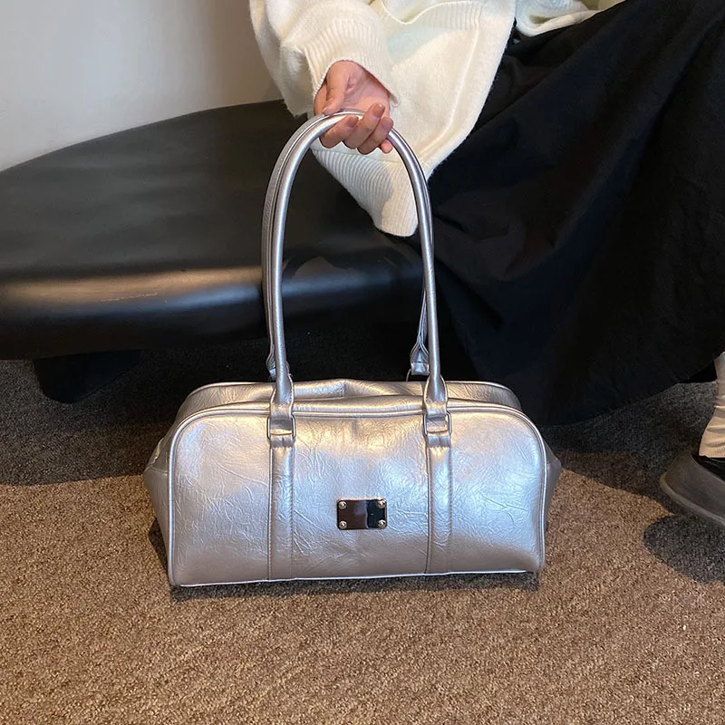Роскошная модная женская сумка-тоут, ретро-сумка из искусственной кожи, кошелек, однотонные сумки через плечо для женщин, Корейская повседневная сумка для поездок на работу 3