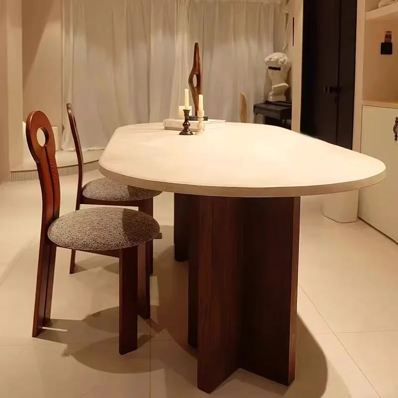 Роскошный Обеденный Стол в скандинавском стиле Современный Простой Европейский Овальный Обеденный Стол Art Marble Conjuntos De Sala De Jantar Кухонная Мебель 2