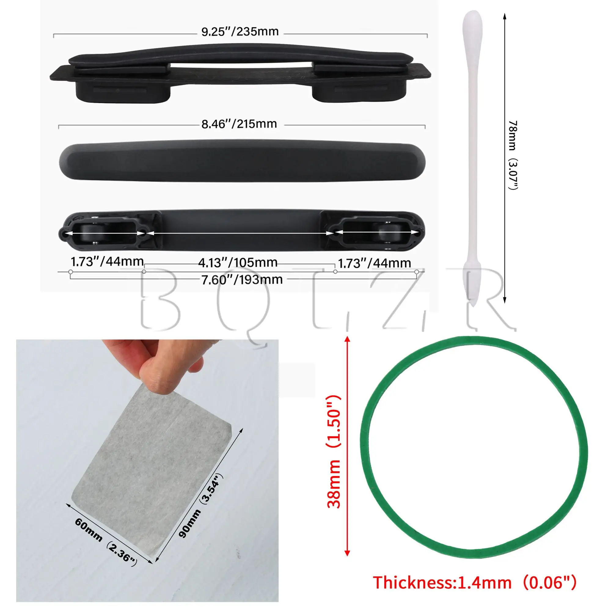 Ручка для багажа BQLZR 215 мм, комплект для чемодана с резиновой лентой, лист для промокания маслом 5