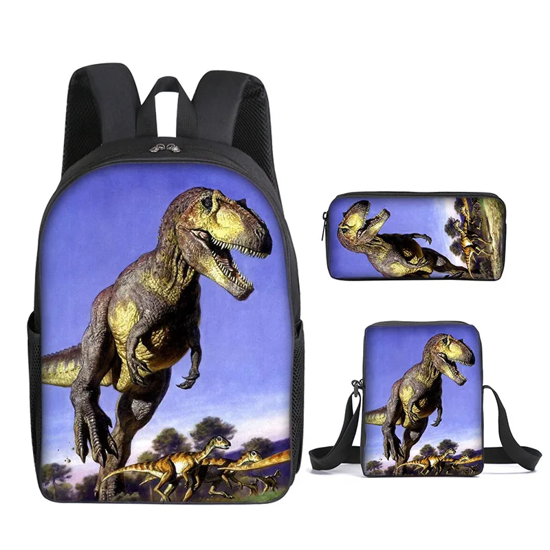 Рюкзак с аниме динозавром, 3 шт./компл., школьная сумка для студентов, детский милый рюкзак для путешествий, детский подарок на день рождения 3