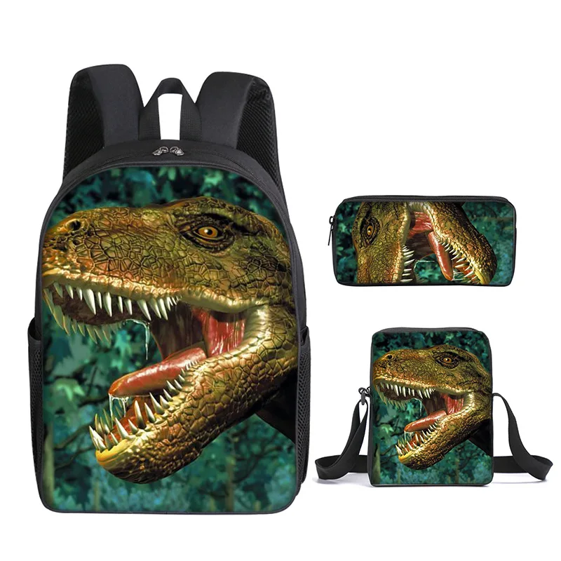 Рюкзак с аниме динозавром, 3 шт./компл., школьная сумка для студентов, детский милый рюкзак для путешествий, детский подарок на день рождения 5