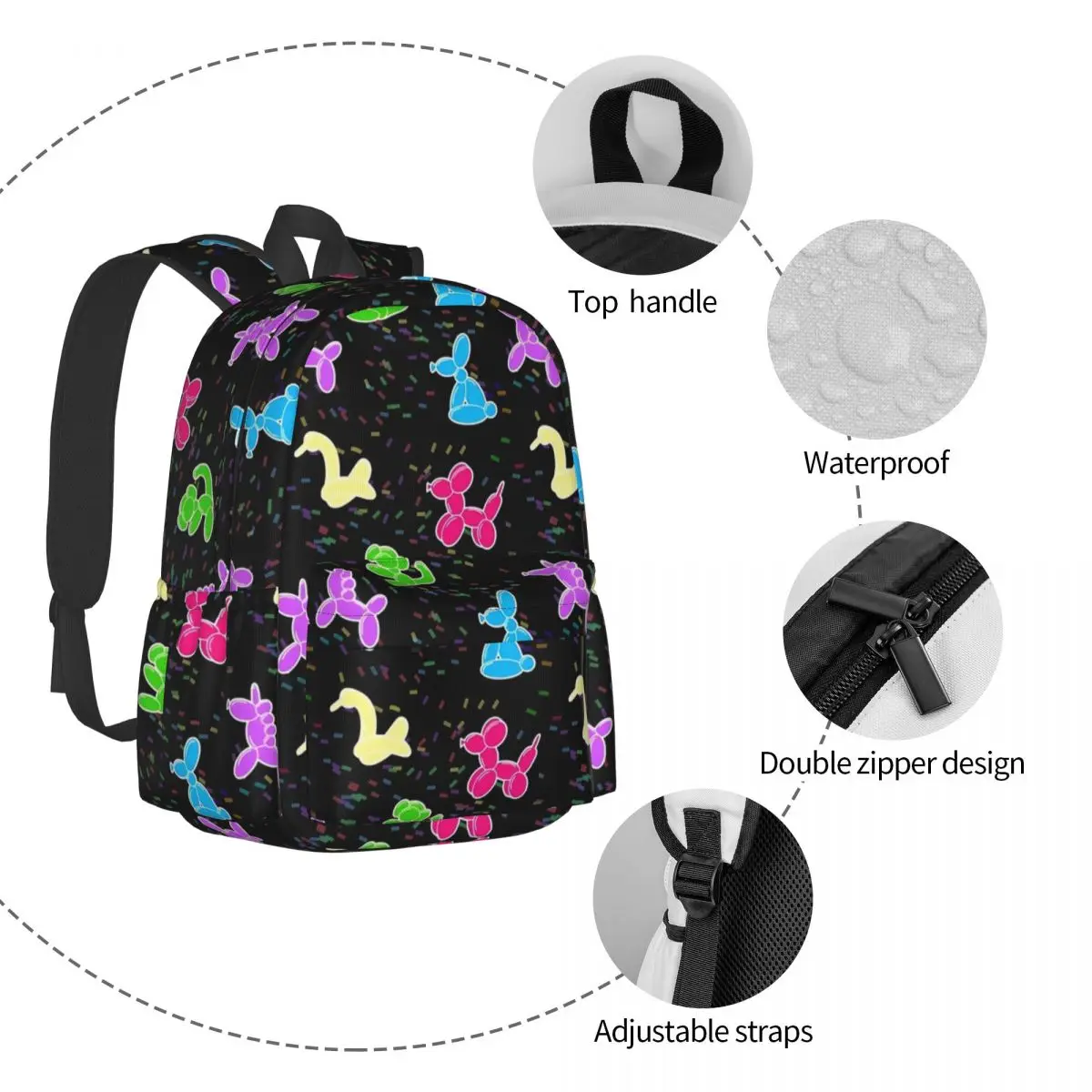 Рюкзак с воздушными шарами для мальчиков и девочек, мягкие рюкзаки с красочным принтом, полиэстеровые школьные сумки Kawaii, Велосипедный красочный рюкзак 4