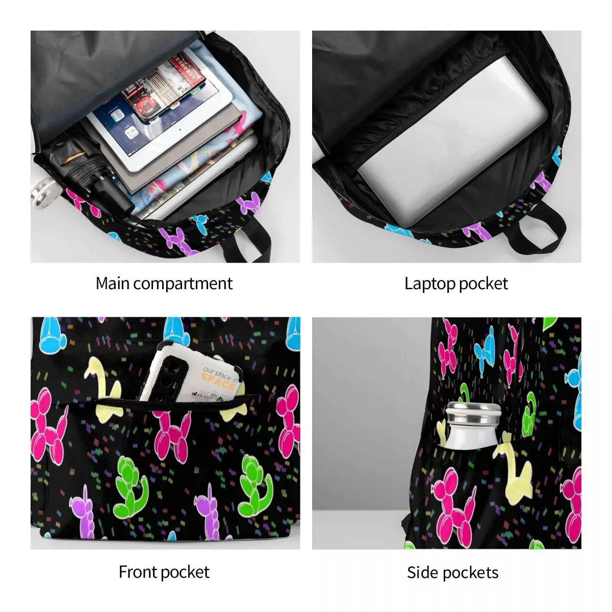 Рюкзак с воздушными шарами для мальчиков и девочек, мягкие рюкзаки с красочным принтом, полиэстеровые школьные сумки Kawaii, Велосипедный красочный рюкзак 5