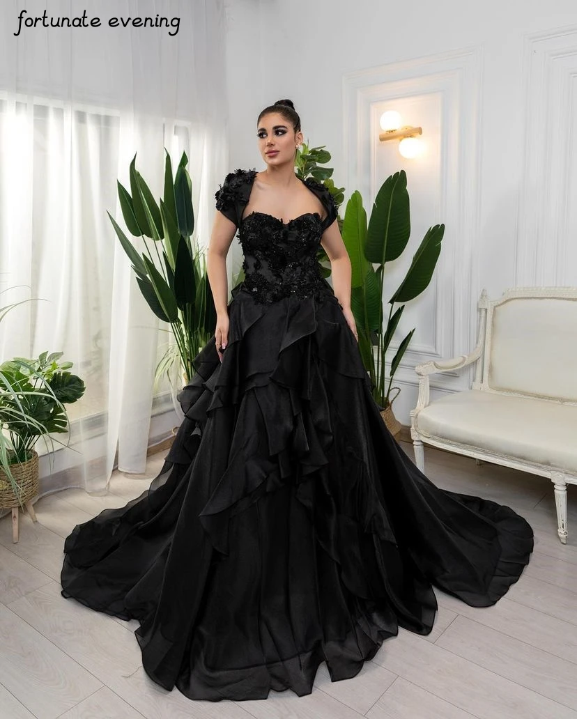Удачный вечер, Черные платья трапециевидной формы длиной до пола для официальных мероприятий, платья для выпускного вечера принцессы, вечерние платья для вечеринок 0