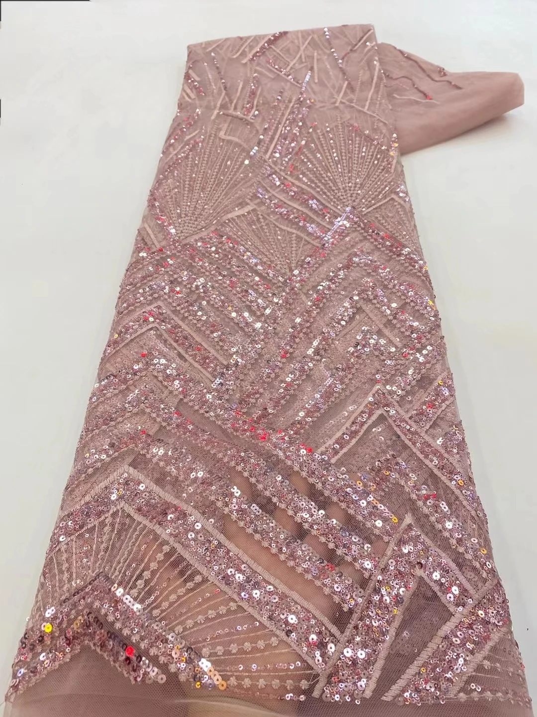 Французское кружево 2023 года, Высококачественная Новая Нигерийская сетка с блестками, Свадебное платье, Оранжевая сетка, Вышитая Африканским тюлем 3