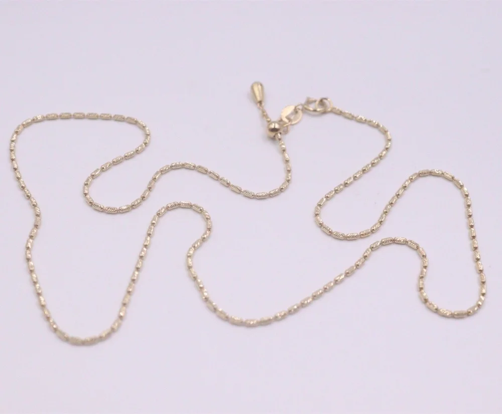 Цепочка из чистого желтого золота 18 Карат, женское ожерелье из резных длинных бусин 45 см/2,9-3g 1