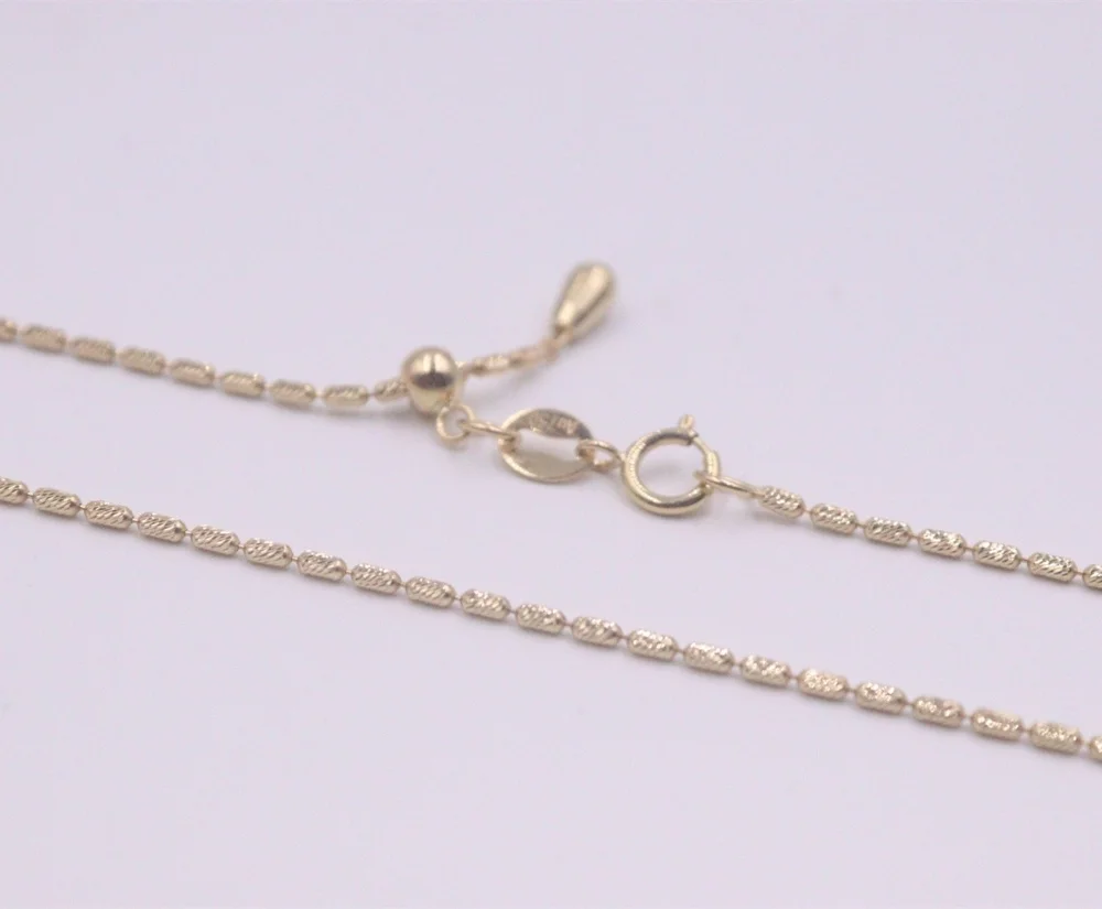 Цепочка из чистого желтого золота 18 Карат, женское ожерелье из резных длинных бусин 45 см/2,9-3g 2