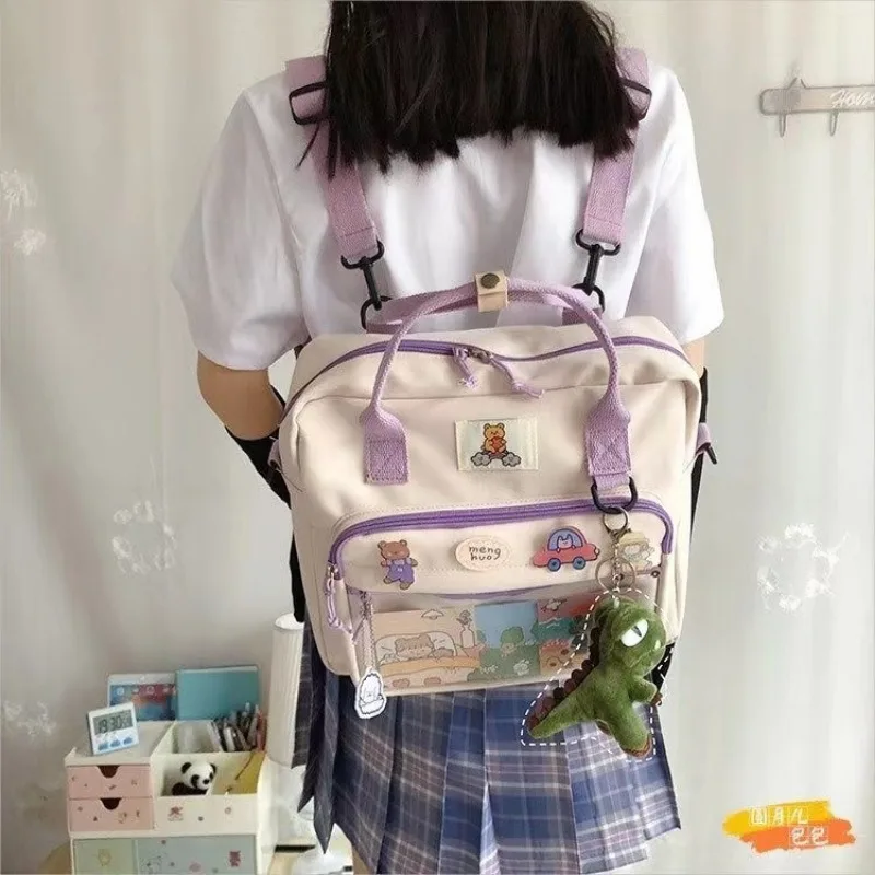 Школьные сумки для девочек-подростков, нейлоновый рюкзак, опрятная сумка-тоут для женщин, милый мультяшный студенческий рюкзак, сумка-мессенджер через плечо 3