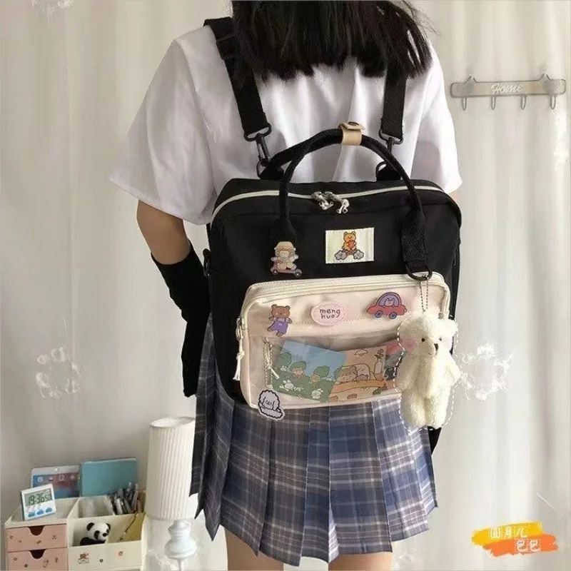 Школьные сумки для девочек-подростков, нейлоновый рюкзак, опрятная сумка-тоут для женщин, милый мультяшный студенческий рюкзак, сумка-мессенджер через плечо 5
