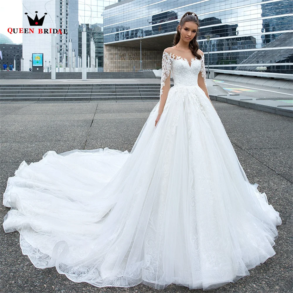 Элегантное бальное платье, свадебные платья с длинным рукавом, Тюлевые кружевные аппликации, Вечернее свадебное платье 2023, Новое изготовленное на заказ DS139 0