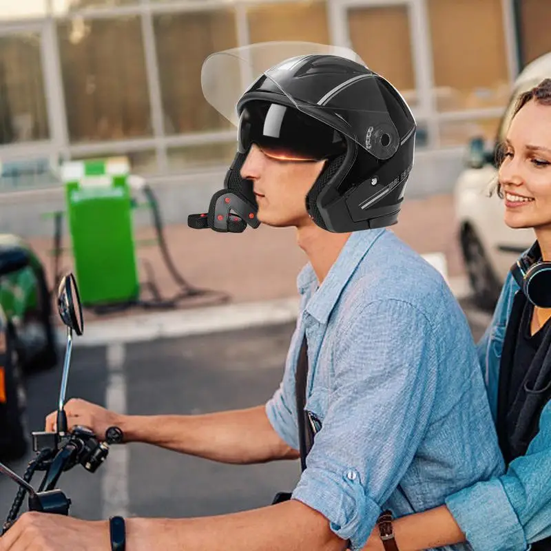 Электрические мотоциклетные шлемы, козырьки с двумя линзами, Универсальные мотоциклетные шлемы, велосипедные Мужские женские Летние Скутеры для взрослых 3