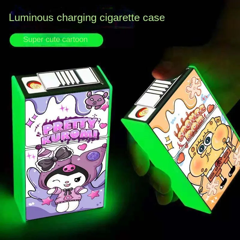 Электронная зажигалка Sanrio Hello Kitty Kuromi Pochacco, Светоизлучающий портсигар, Бесшумная Перезаряжаемая Зажигалка В подарок 0
