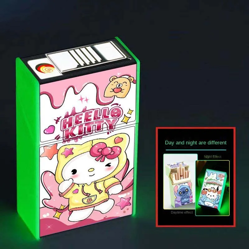 Электронная зажигалка Sanrio Hello Kitty Kuromi Pochacco, Светоизлучающий портсигар, Бесшумная Перезаряжаемая Зажигалка В подарок 3