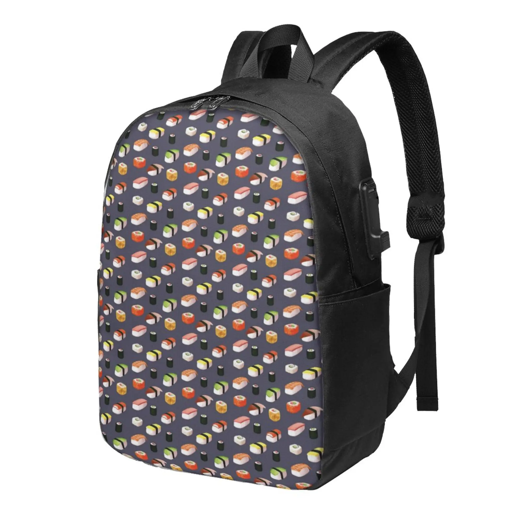 Японский школьный рюкзак с рисунком Суши большой емкости для ноутбука, Модный Водонепроницаемый Регулируемый Спортивный рюкзак для путешествий 0