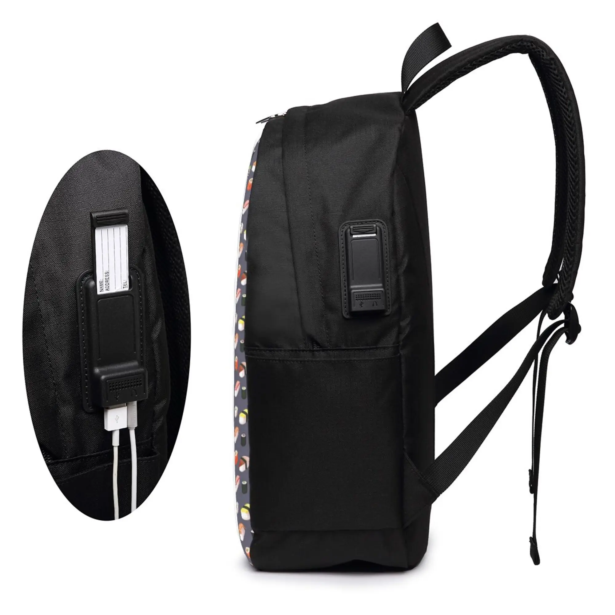 Японский школьный рюкзак с рисунком Суши большой емкости для ноутбука, Модный Водонепроницаемый Регулируемый Спортивный рюкзак для путешествий 4